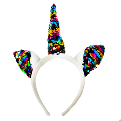 White Reversible Sequins Unicorn Headband