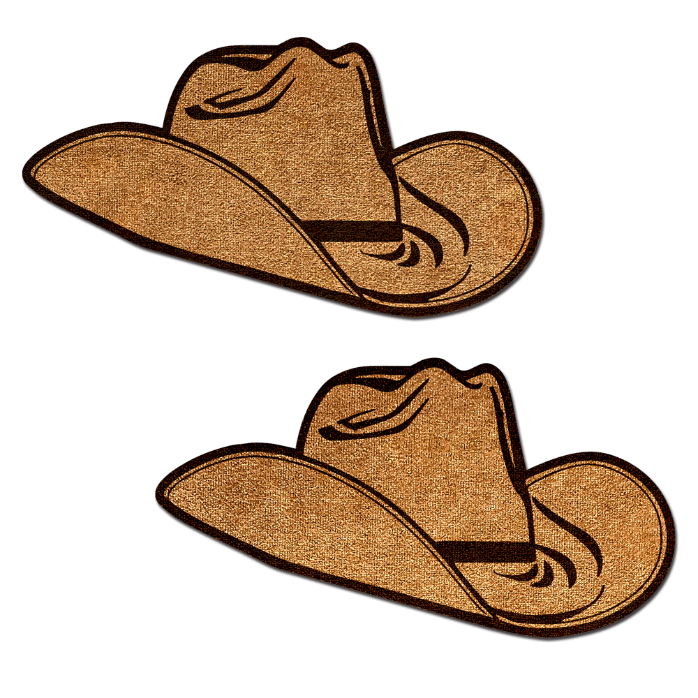 Wild West Brown Suede Cowboy Hat Pasties