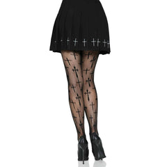 Worship Me Cross Fishnet Tights