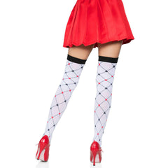 Woven Diamond Card Suit Thigh Highs