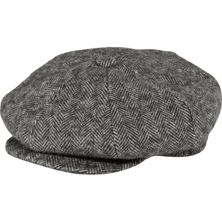 Grey Herringbone News Boy Hat