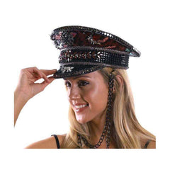 Premium Sequin Fisherman Hat w/ Gemstones and Chains