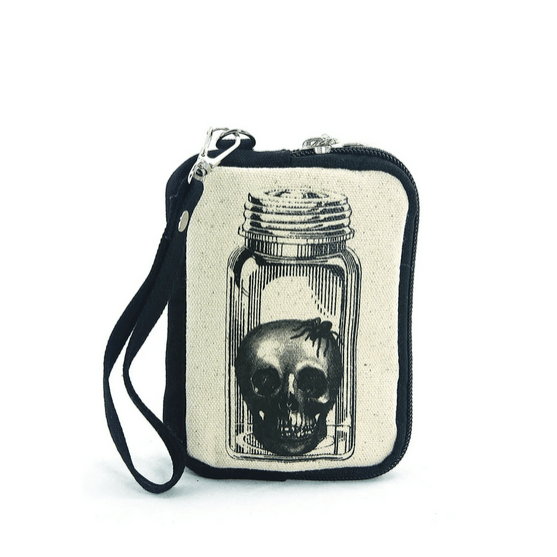 Vintage Print Head in a Jar Canvas Wristlet