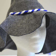 Oktoberfest Hillbilly Hat - Gray w/Blue and White Braided Rope