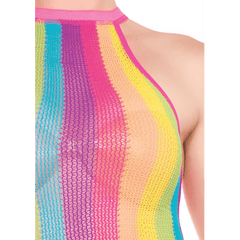 Rainbow Striped Halter Bodysuit