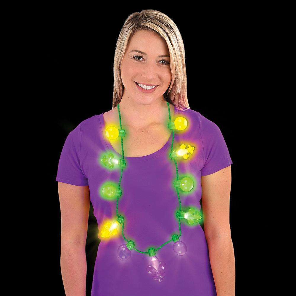 25" Light Up Mardi Gras Fleur De Lis Necklace