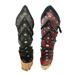 Black & Red Studded Gauntlets