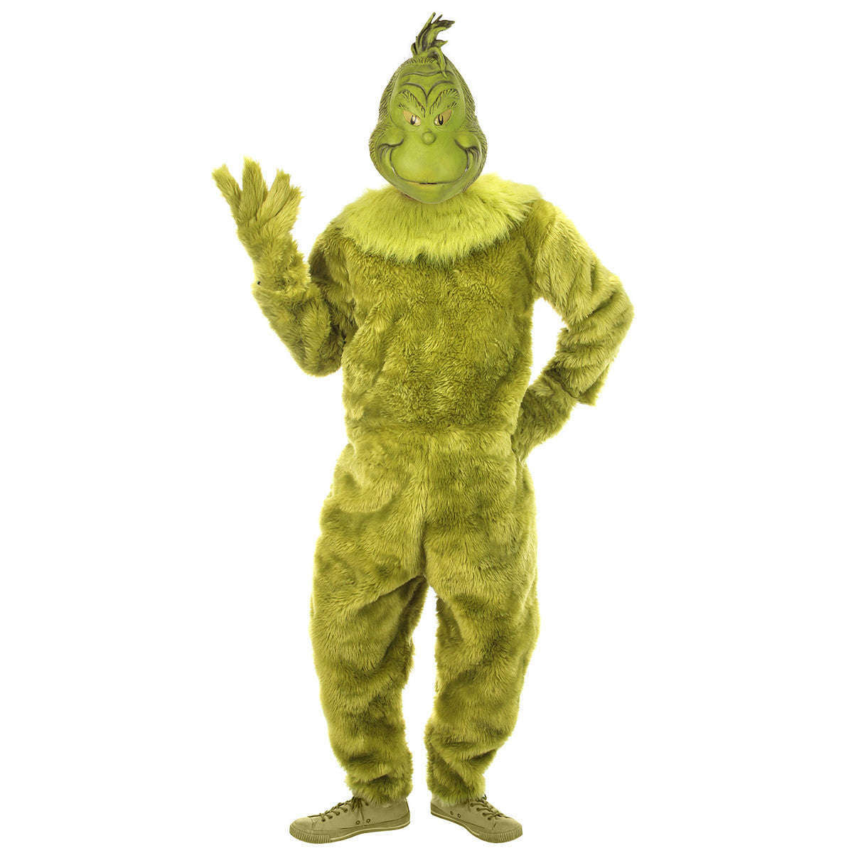 The Grinch Deluxe Faux Fur Jumpsuit w/ Latex Mask Adult Costume