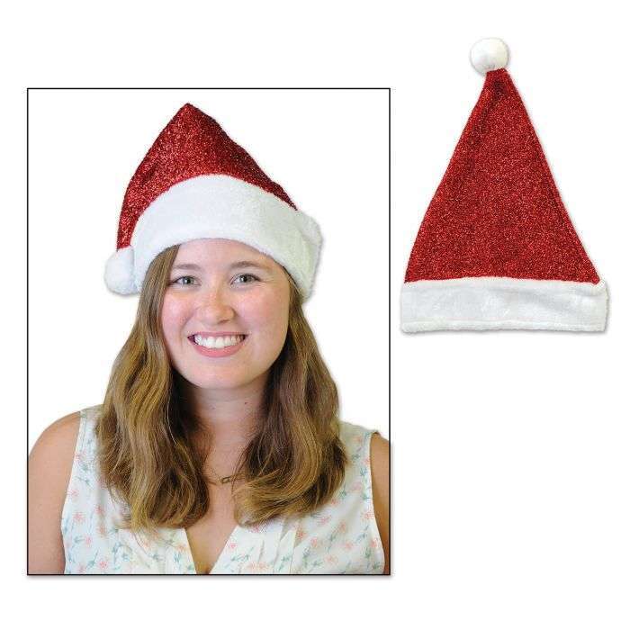 Metallic Red Velvet Santa Hat