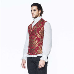 Gothic Red and Gold Damask Male Vest