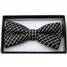 Black & White Plaid Bow Tie