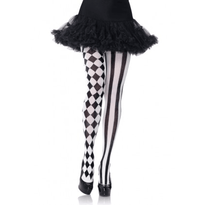 Black & White Harlequin Pattern Tights