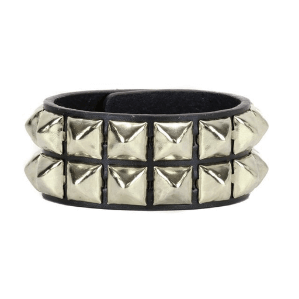 Subculture Double Pyramid Studded Snap Bracelet