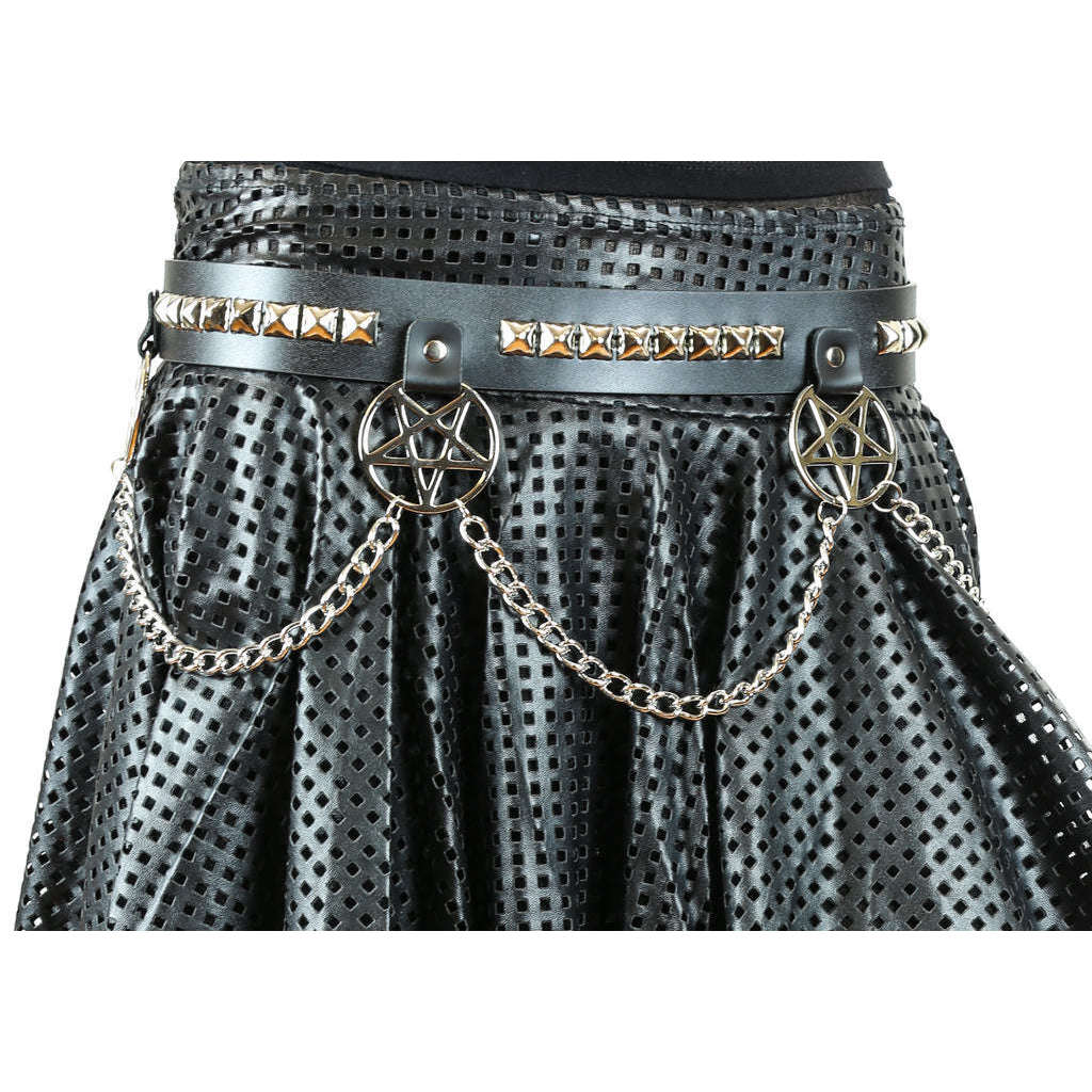 Pyramid Studded Pentagram Chain Belt