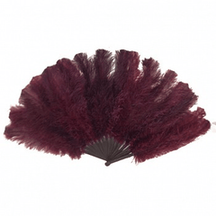 Burgundy Ostrich Floss Fan