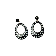 Polka Dot Oval Mod Clip On Earrings