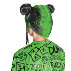 Billie Eilish Black & Green Double Bun Wig