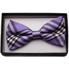 Purple Plaid Bow Tie