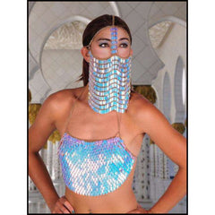 Sequin Mermaid Head Face Chain