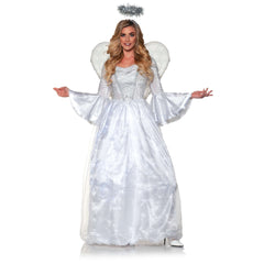 Heavenly White Angel Light Up Dress Women's Adult Costume w/ Wings & Halo