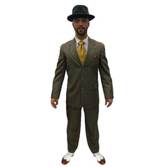 1920s Three Piece Grey Striped Suit Men's Costume