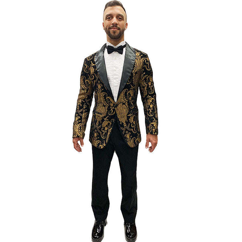 Pimpin' Black & Gold Brocade Suit Men's Costume