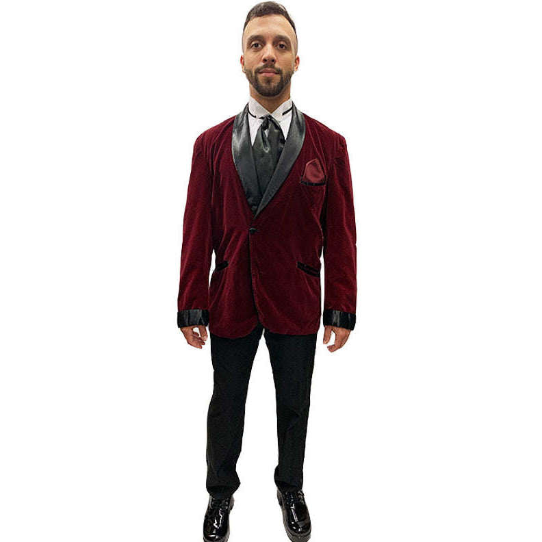 Men's Maroon Smoking Jacket Outfit