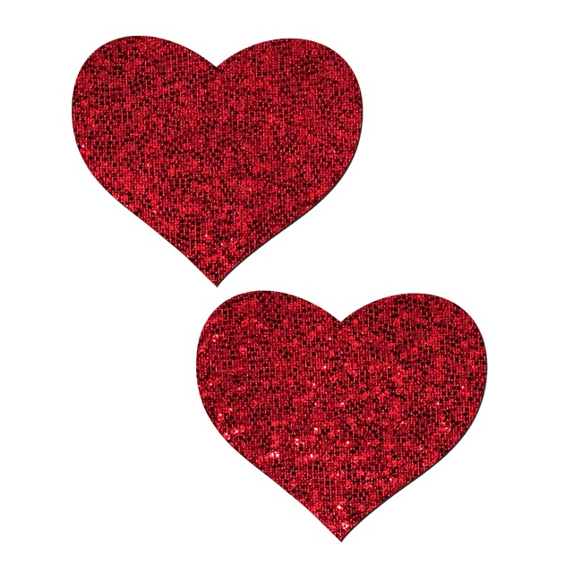 Red Glitter Heart Nipple Pasties