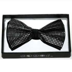 Silver Studded Black Bow Tie