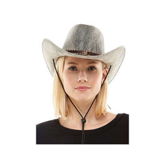 Grey Leather Like Cowboy Hat