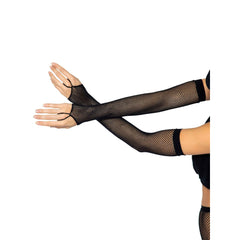 Fishnet Arm Warmer Gloves w/ Finger Loop