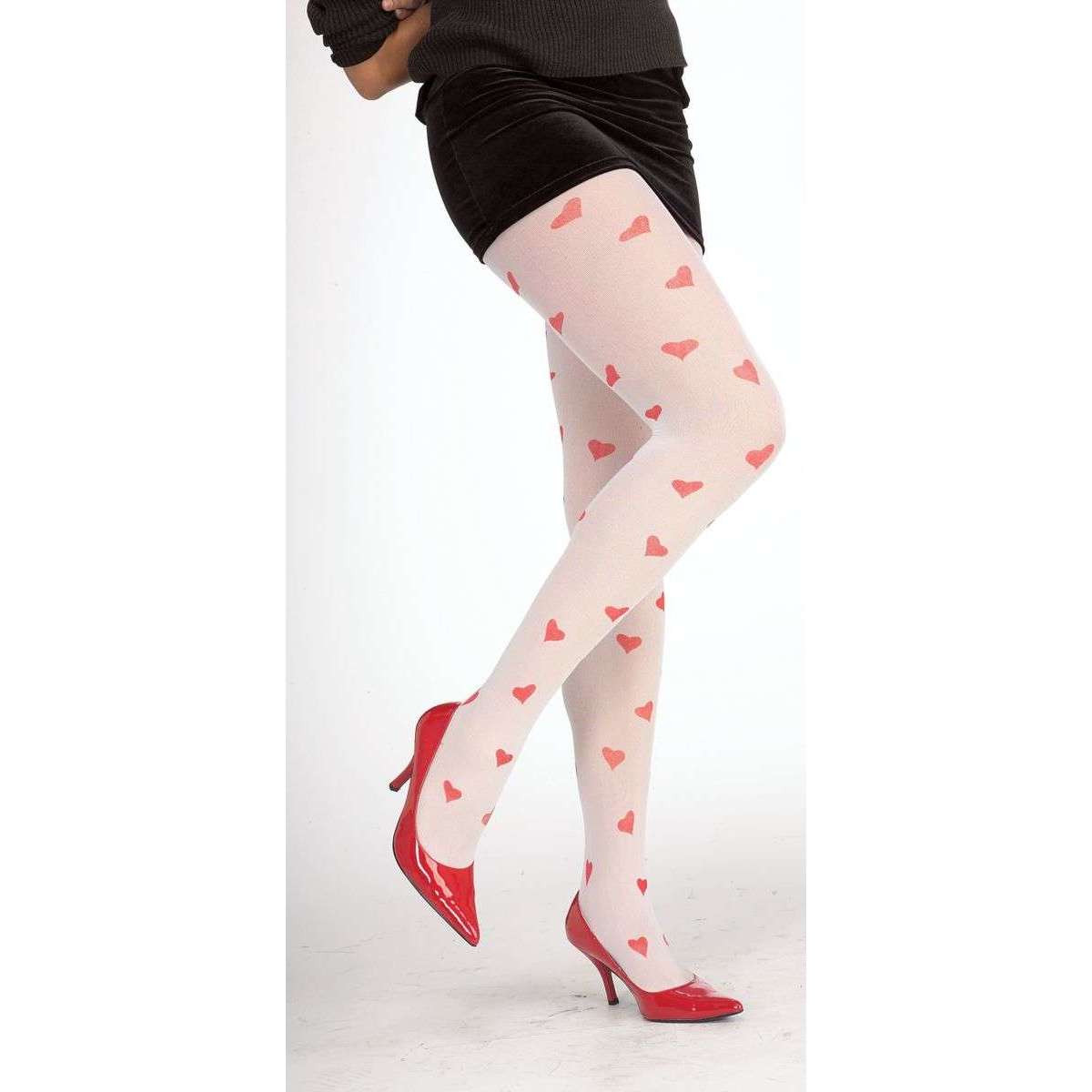 Valentine's Day Pink w/ Red Hearts Adult Tights