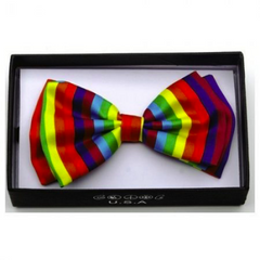 Radial Rainbow Striped Bow Tie