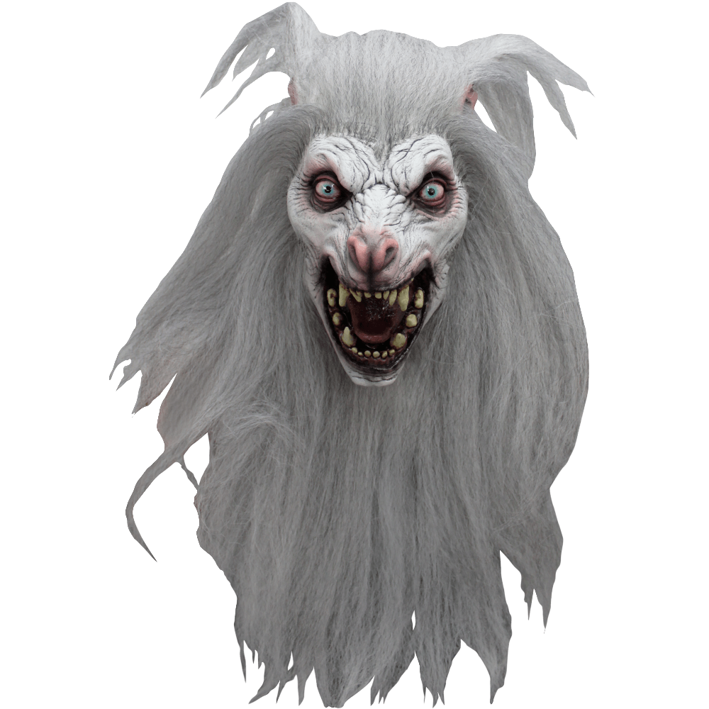 White Moon Werewolf Mask w/ Long Flowing Fur