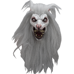 White Moon Werewolf Mask w/ Long Flowing Fur