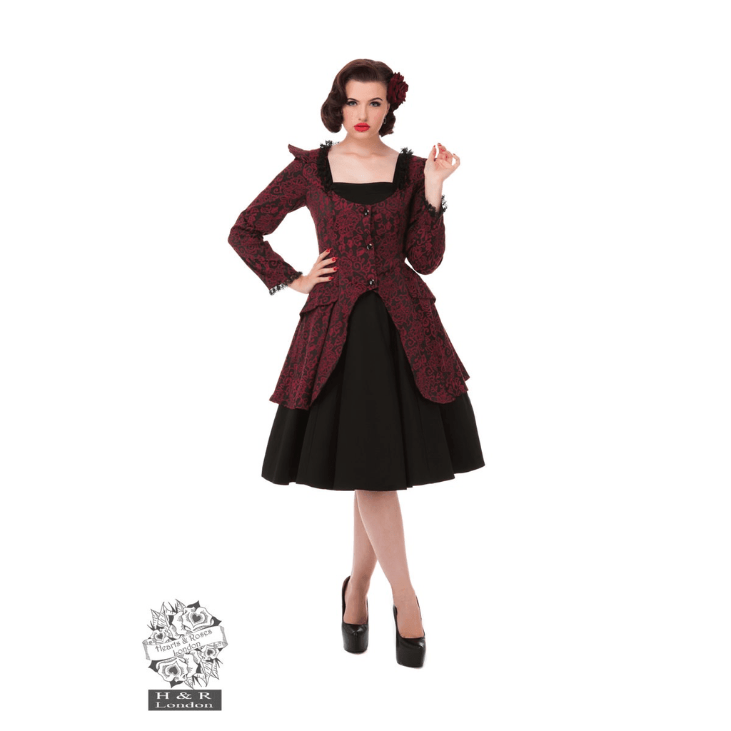 Victorian Maroon & Black Womens Suit Jacket