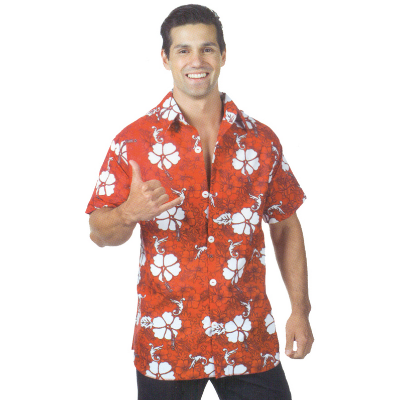 Red & White Hawaiian Button Down Unisex Shirt