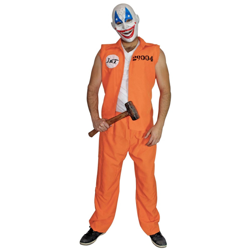 CLOWN GANG: J.E.T. Mask & Prison Jumpsuit Adult Costume