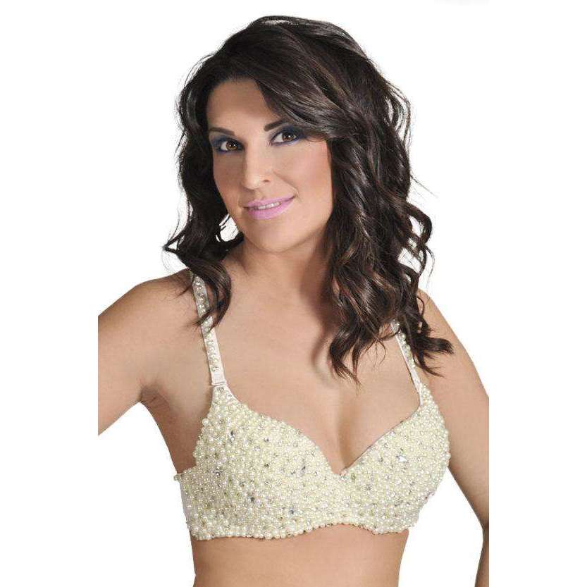 Showstopping Pearl Bra Top W/ Rhinestones