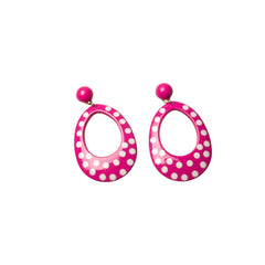 Polka Dot Oval Mod Clip On Earrings