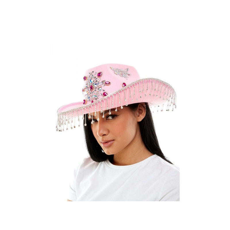 Premium Pink Rhinestone Cowboy Hat