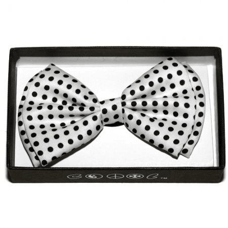 White Black Polka Dot Bow Tie