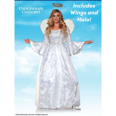 Heavenly White Angel Light Up Dress Women's Adult Costume w/ Wings & Halo