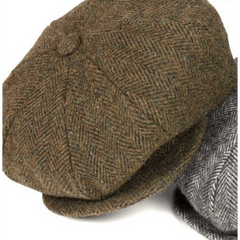 Brown Herringbone Newsboy Cap