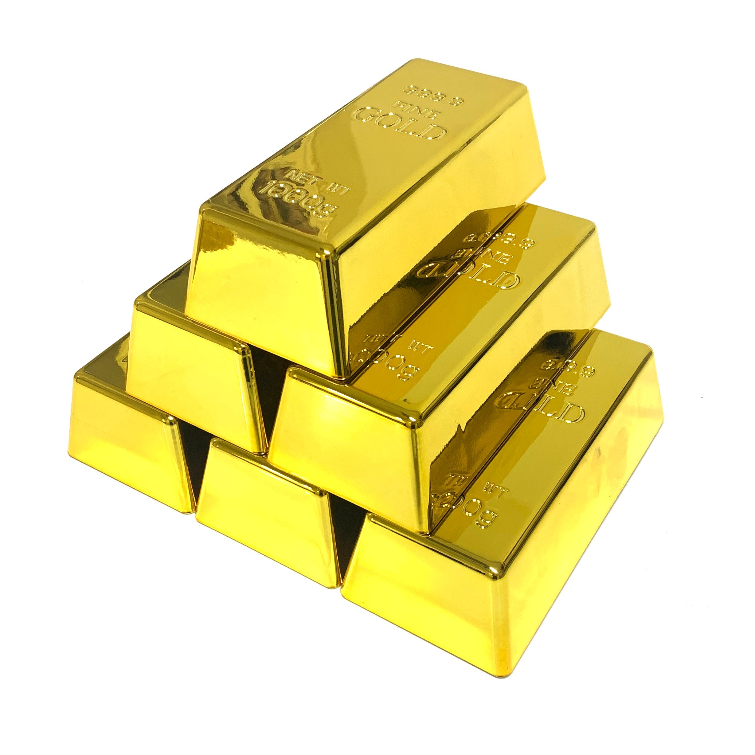 Large Gold Bar Plastic Replica - Lightweight Hollow Prop