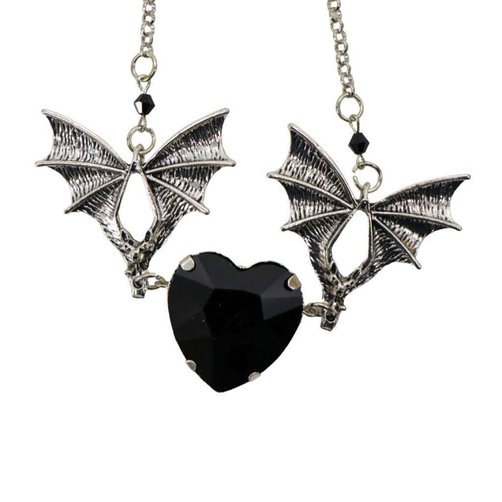 Bat Crazy Heart Necklace