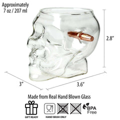 Bullet Through Skull Drinking Glass