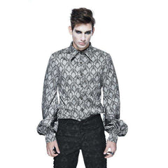 Gothic Gray Damask Poet Shirt