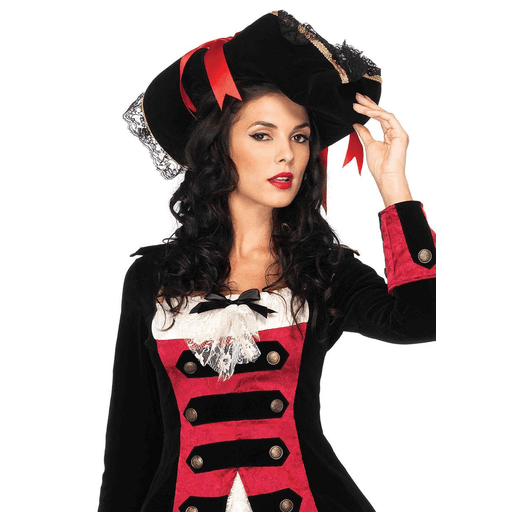 Swashbuckler Lace Trim Hat w/ Satin Bows