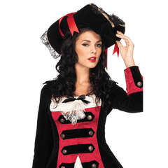 Swashbuckler Lace Trim Hat w/ Satin Bows